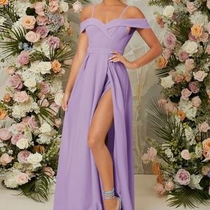 Cold Shoulder Split Thigh Dress lilac formal